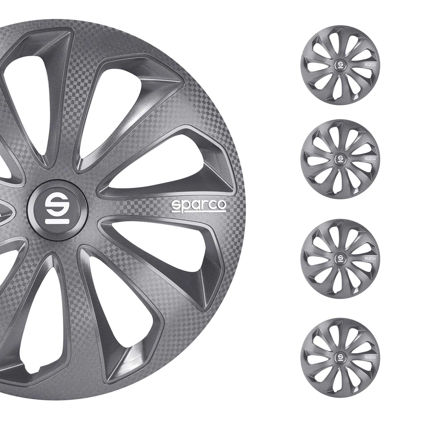Radkappen Radzierblenden Sparco Sicilia 15" Zoll Auto Abdeckung Grau Carbon 4x