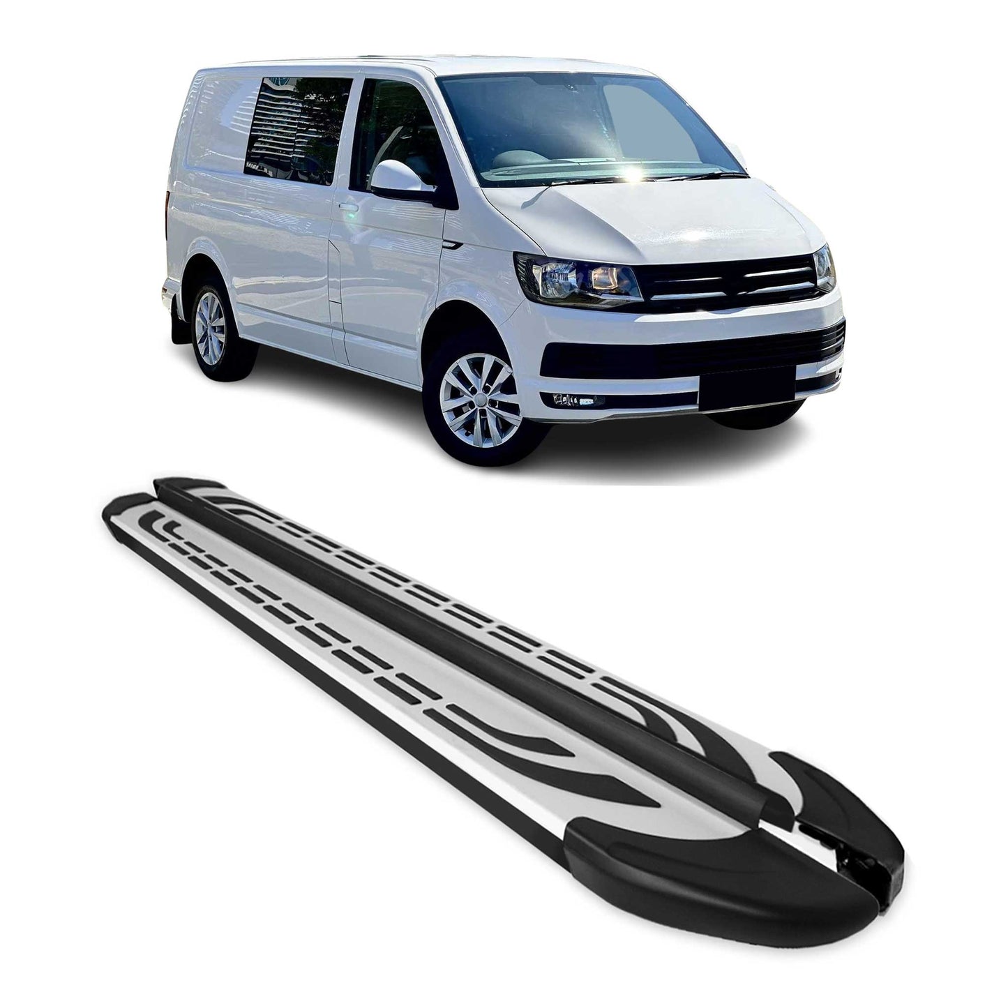 Trittbretter Seitenschweller für VW T6 T6.1 alle 2015-22 L1 Kurzer Alu Schwarz