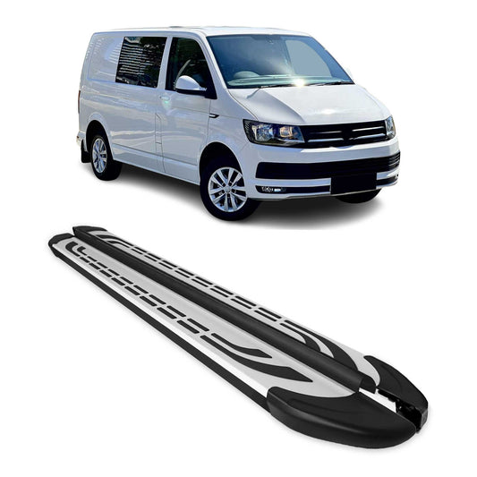 Trittbretter Seitenschweller für VW T6 T6.1 alle 2015-22 L1 Kurzer Alu Schwarz