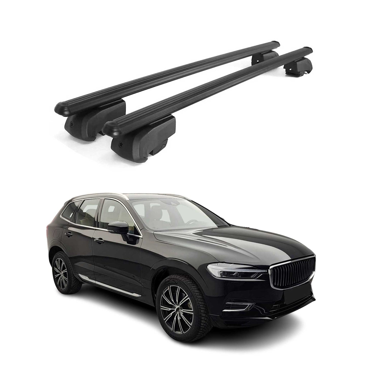 Dachträger Gepäckträger für Volvo XC60 II SUV 2017-2021 ABE Alu Schwarz 2tlg