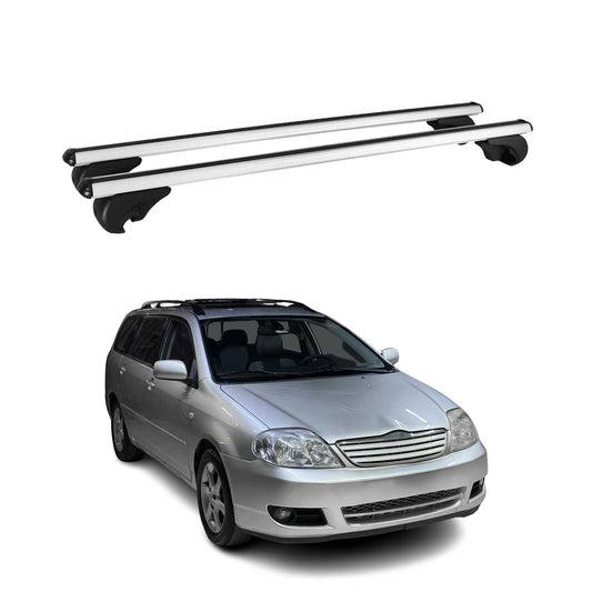 Portbagaj de plafon pentru Toyota Corolla Verso 2001-2009 75kg aluminiu argintiu 2 piese