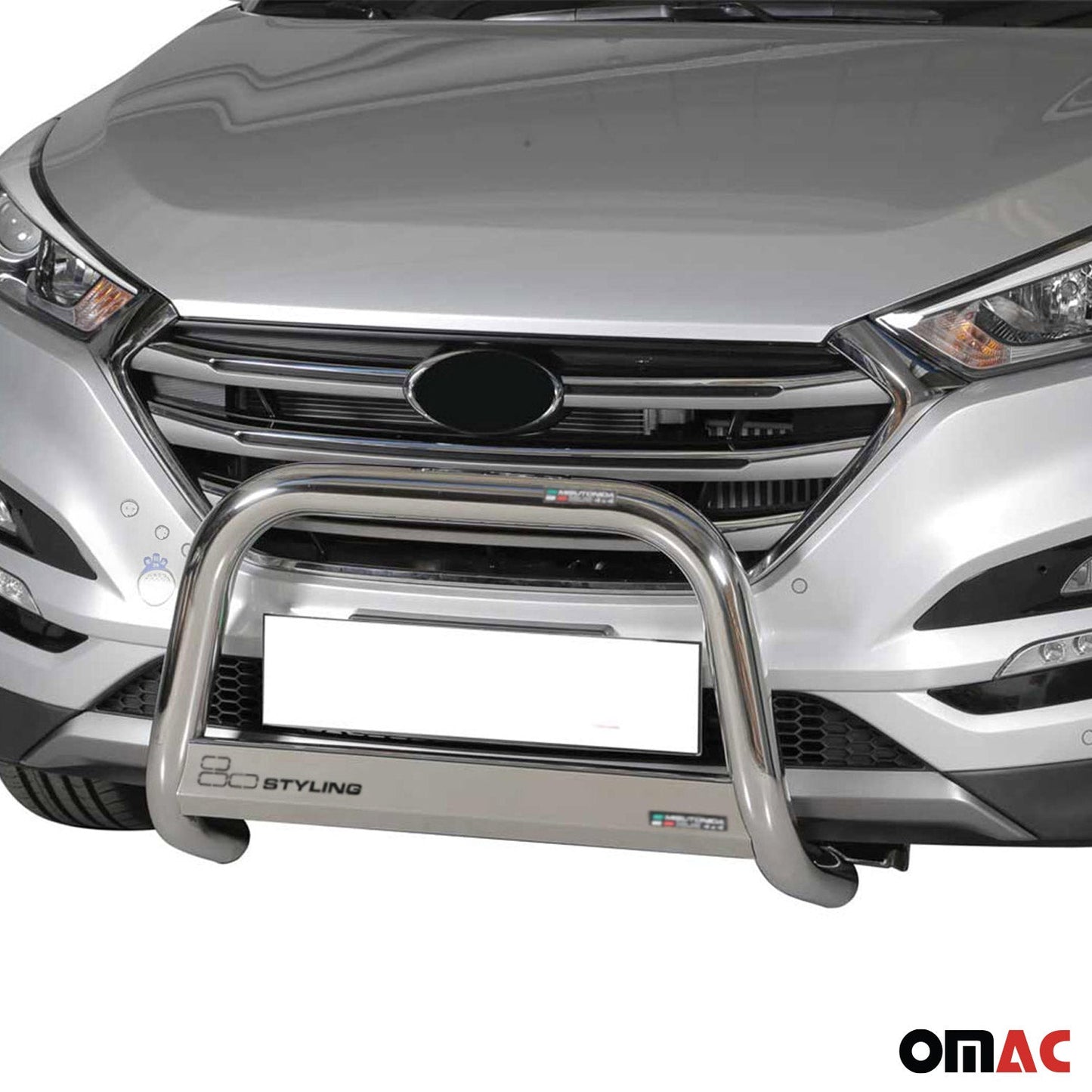 Bară de protecție/buton față pentru Hyundai Tucson 2015-2018, ø63mm, oțel, argintiu