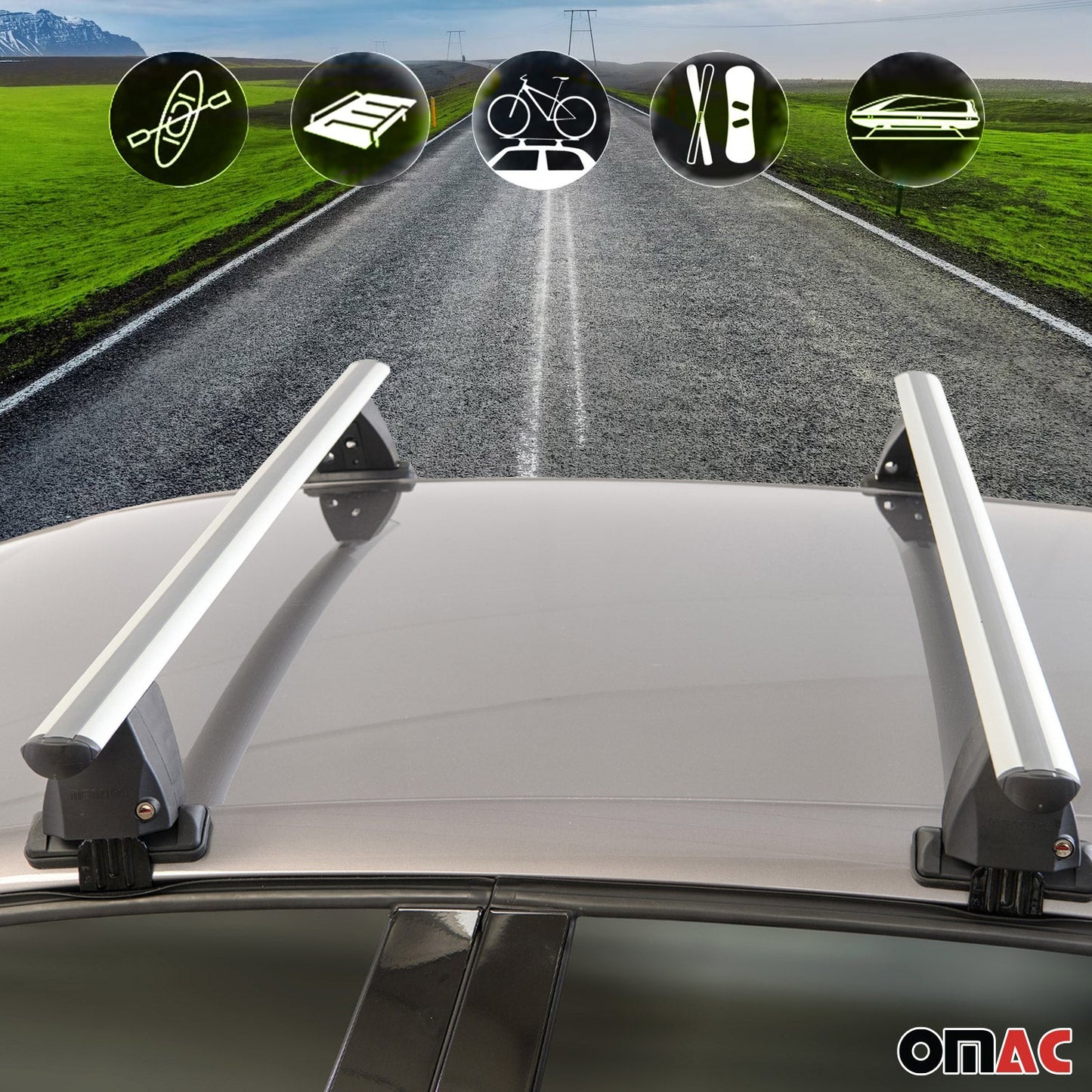 Menabo Dachträger Grundtäger für Citroen DS4 2011-2015 50kg Alu Silber 2 tlg