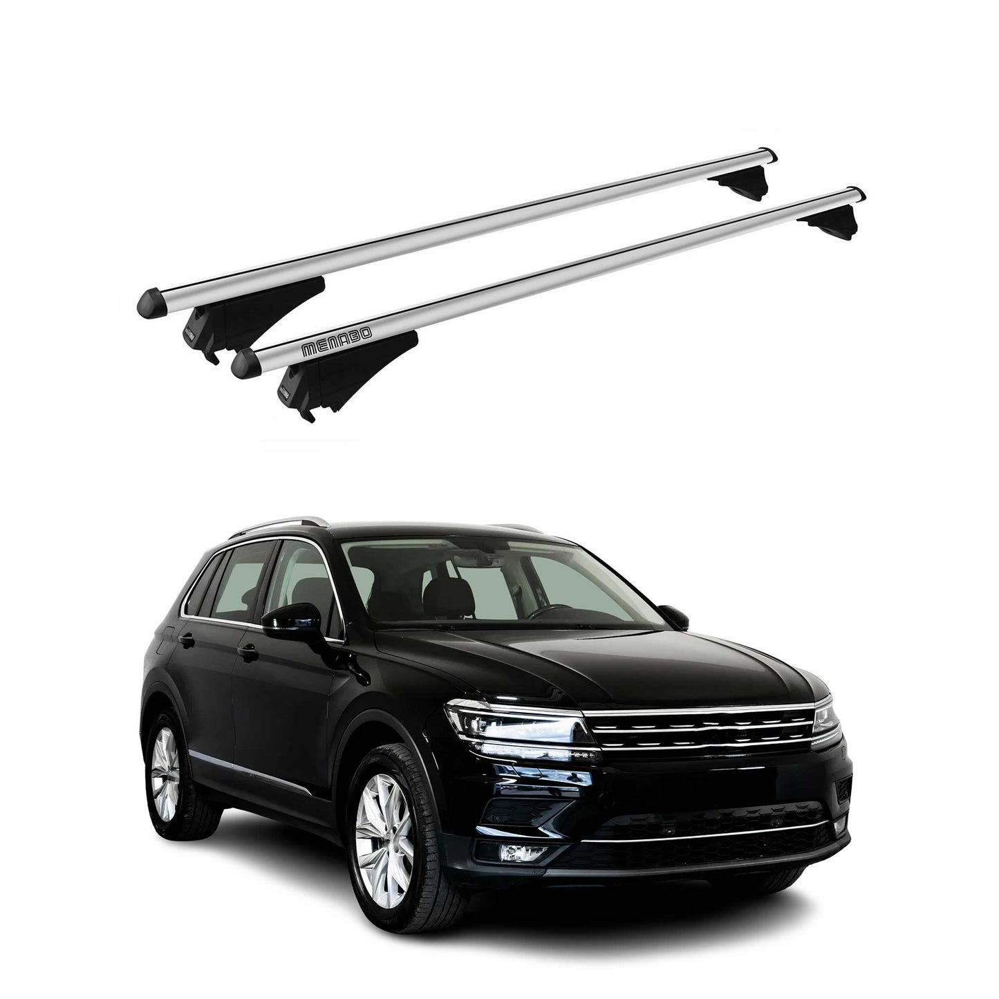 Menabo Dachträger für VW Tiguan Allspace 2016-2024 75kg Alu Silber 2x