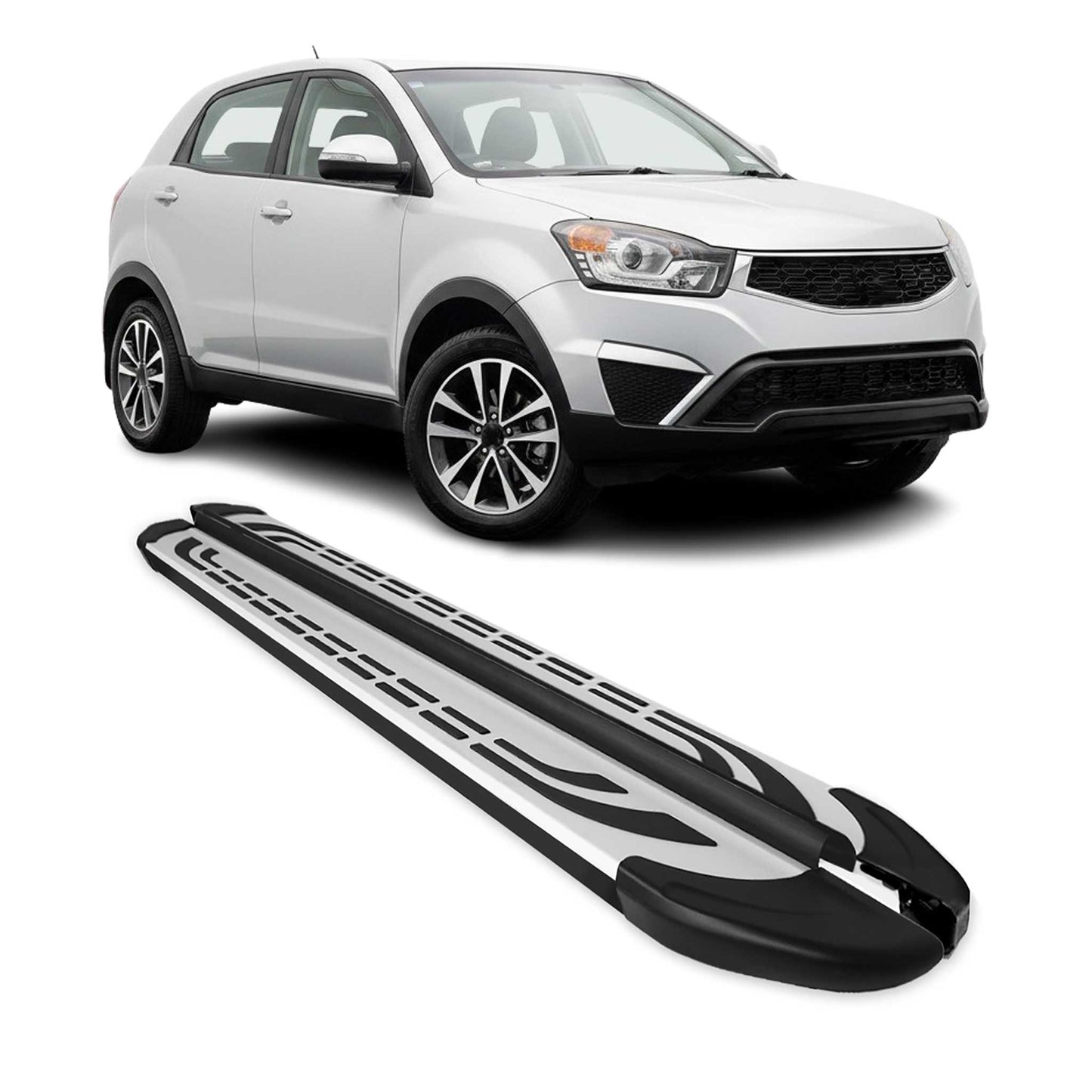 Trittbretter Schweller Seitenbretter für Ssangyong Korando 2010-2019 Alu Schwarz