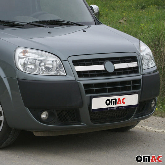 Benzi grilă radiator pentru Fiat Doblo 2006-2010, oțel inoxidabil, argintiu, 2 bucăți