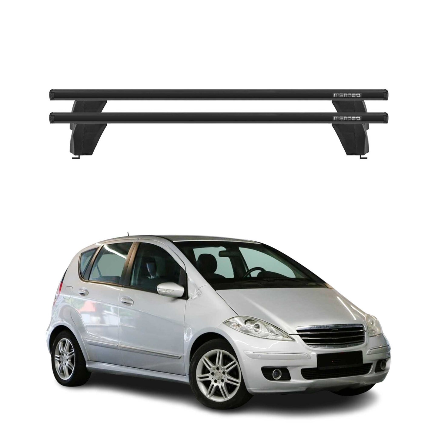 Menabo Dachträger für Mercedes A Klasse W169 2004-2012 75kg Alu Schwarz 2x