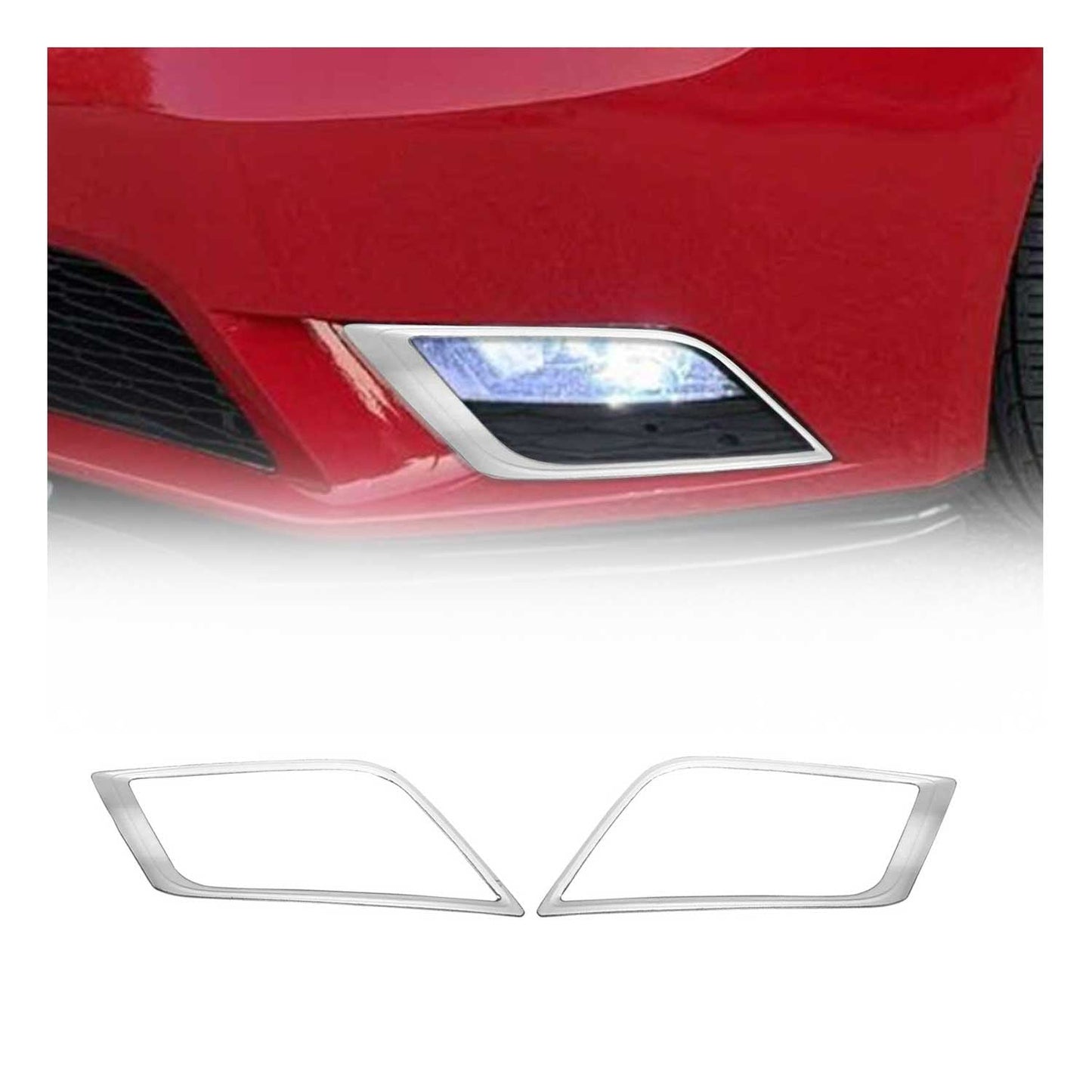 Rama lampy przeciwmgielnej do Seata Leona 2012-2020, stal nierdzewna, srebrna, zestaw 2 szt.