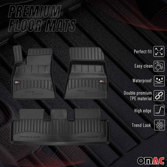 2017-2024 Tesla Model 3 Fußmatten TPE Schwarz 3 tlg