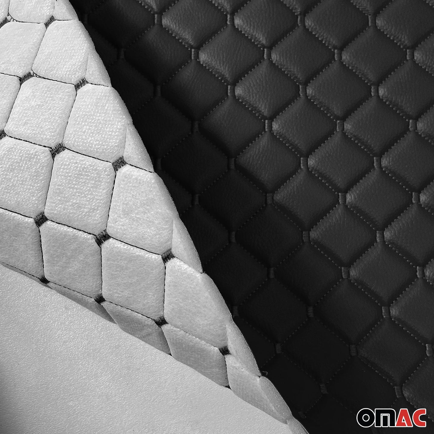 Polsterstoff Auto Polster 140cm x 100cm Gesteppt Kunstleder Himmelstoff Schwarz