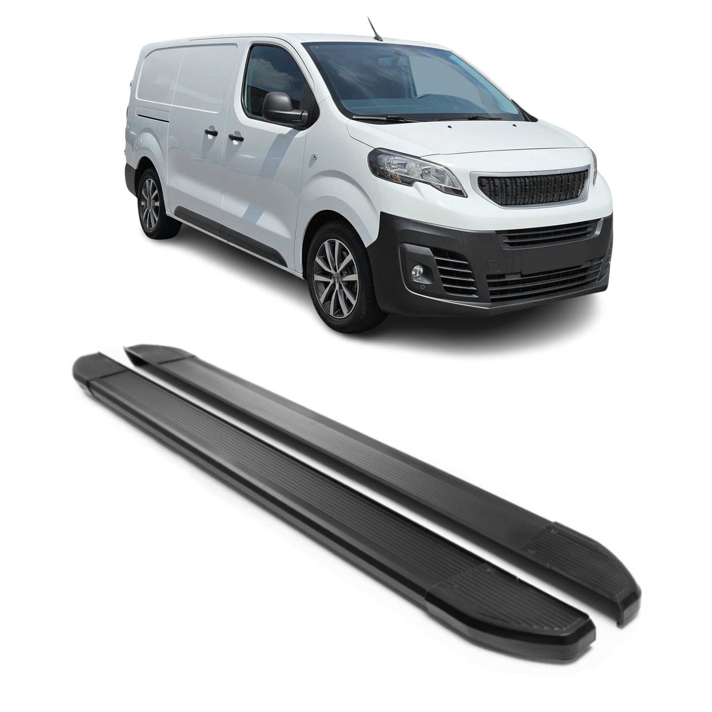 Alu Seitenschweller Trittbretter für Peugeot Expert 2016-2025 L2 Langer Schwarz