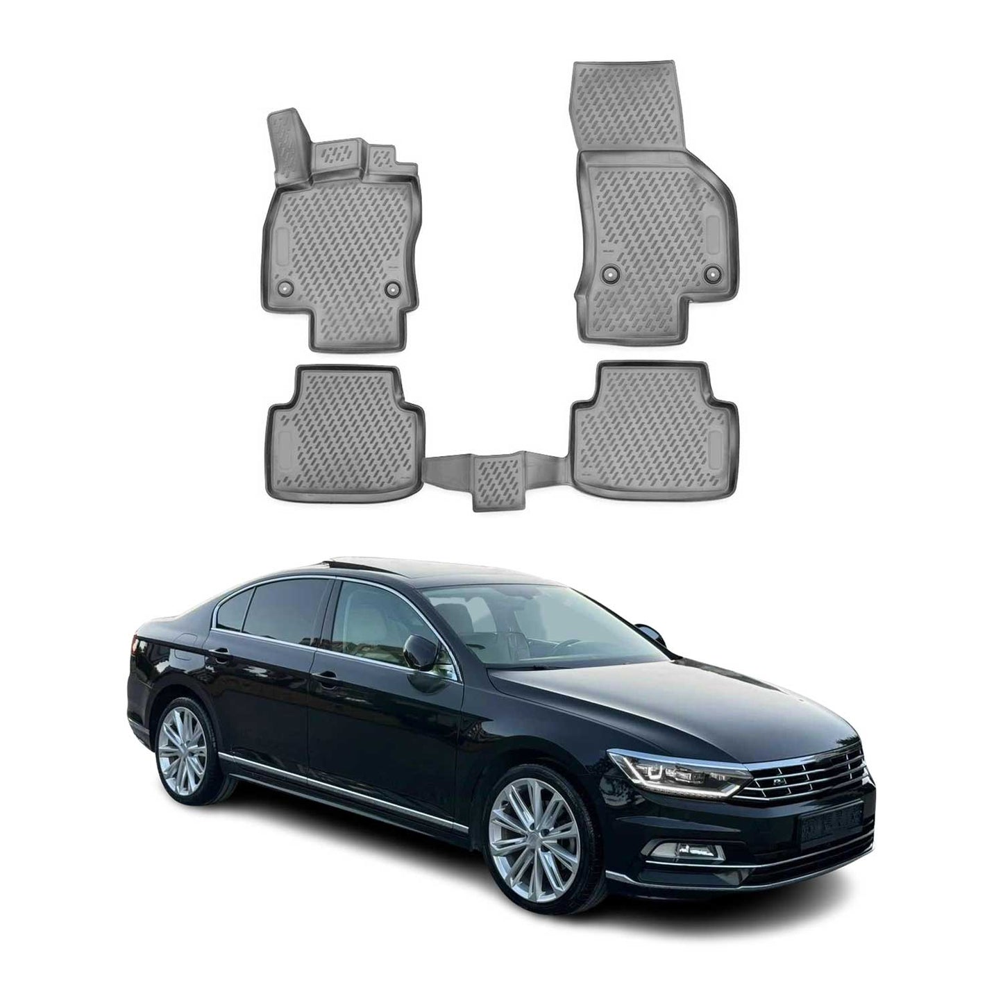 2014-2021 VW Passat B8 Fußmatten TPE Grau 4 tlg