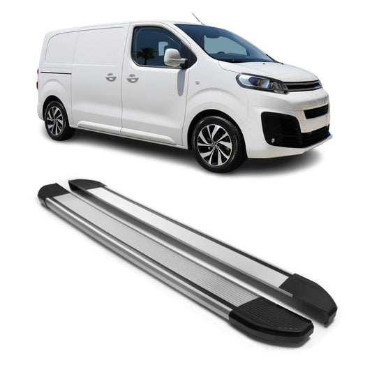 Praguri laterale/scarpe din aluminiu pentru Citroen Jumpy 2017-2025 L1 Short Silver 2x
