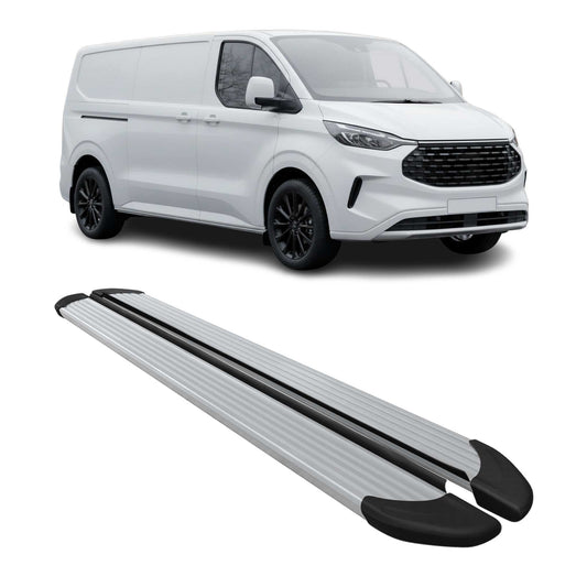 Praguri/praguri laterale pentru Ford Tourneo Custom 2023-2025 L2, aluminiu, argintiu, 2x