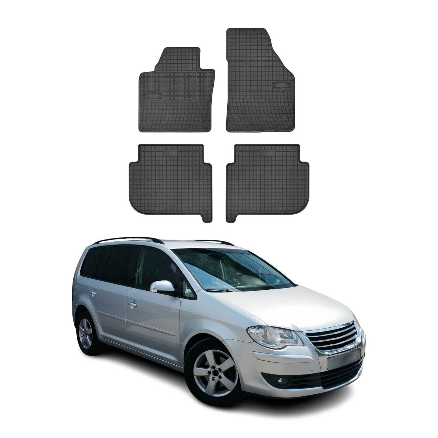 OMAC Gummi Fußmatten für VW Touran 2003-2010 Automatten Gummi Schwarz 4tlg