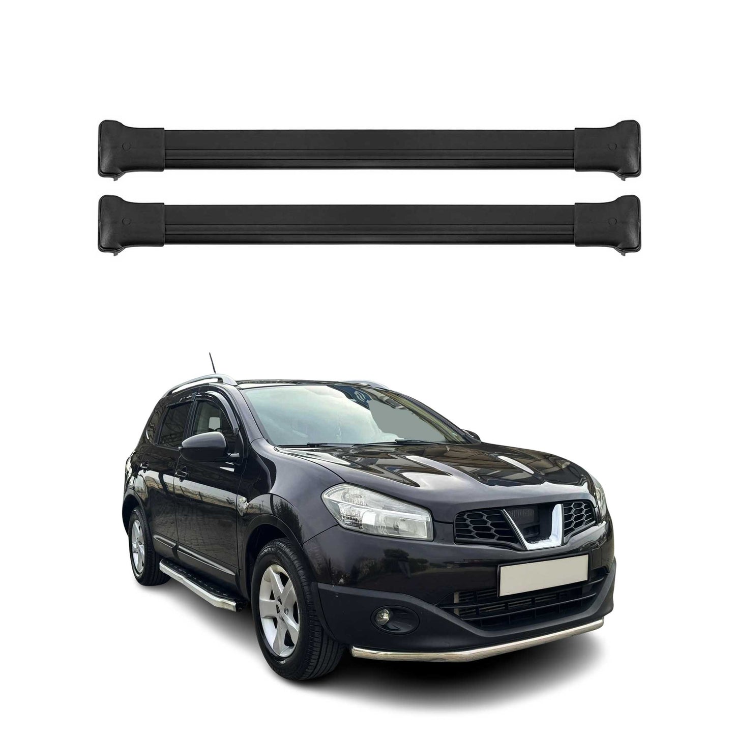 Portbagaj de plafon pentru Nissan Qashqai J10 2006-2014 75kg aluminiu negru 2 buc