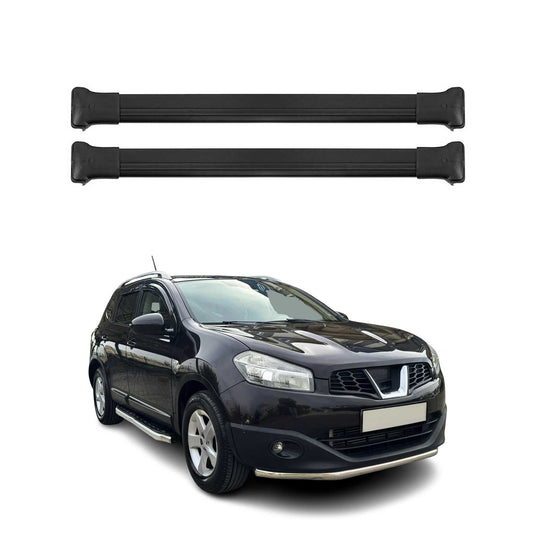 Portbagaj de plafon pentru Nissan Qashqai J10 2006-2014 75kg aluminiu negru 2 buc