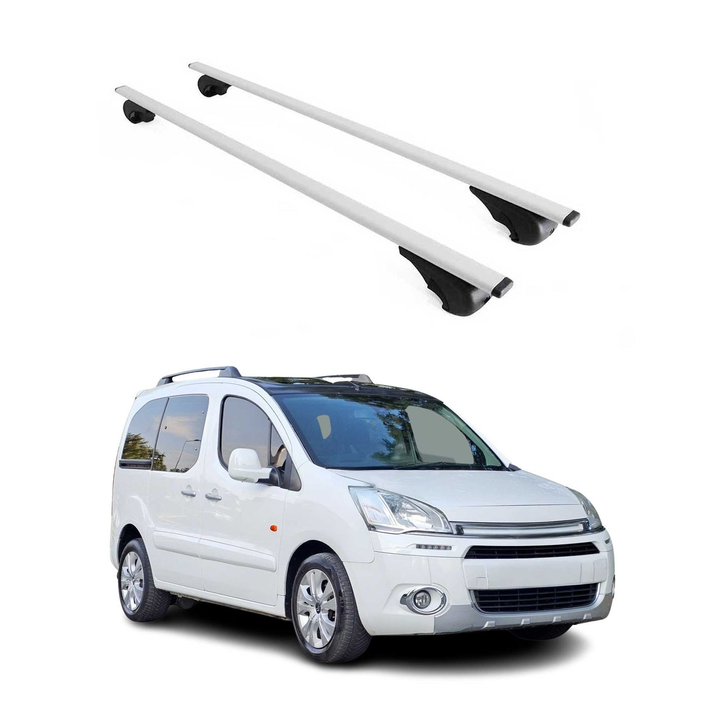 Portbagaj de plafon pentru Citroen Berlingo 2008-2018 75kg metal argintiu 2 buc