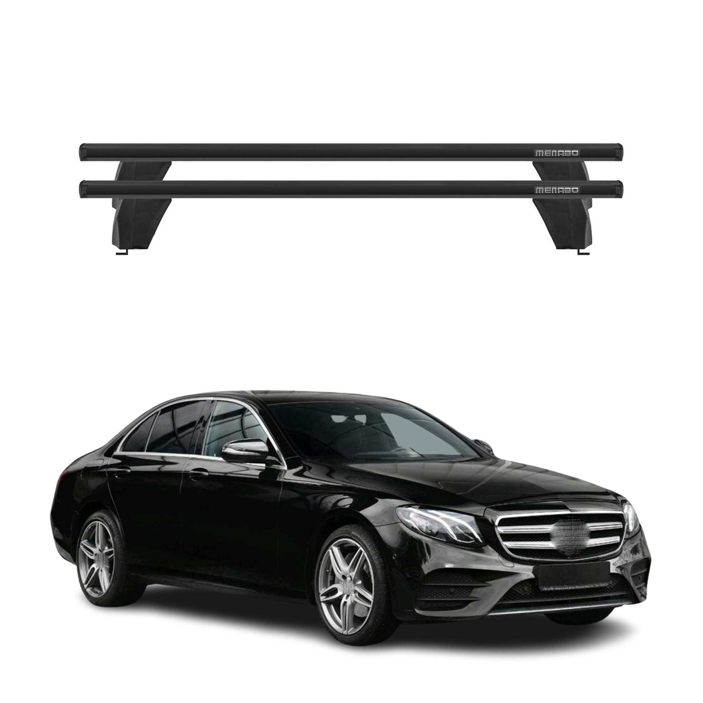 Menabo Dachträger für Mercedes E Klasse W213 Limo 2016-2023 75kg Alu Schwarz 2x