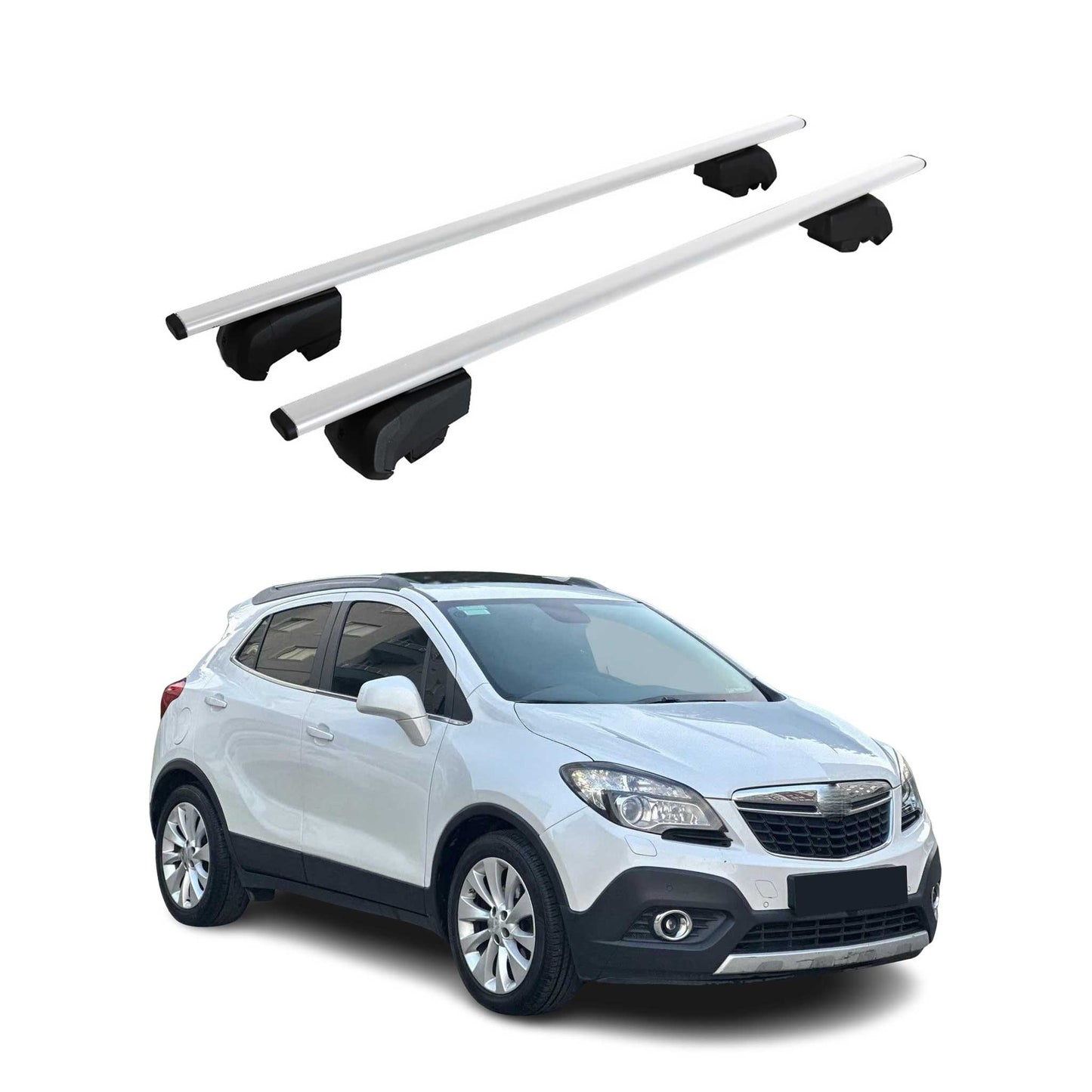 Portbagaj de plafon pentru Opel Mokka 2012-2016 75kg metal argintiu 2 buc