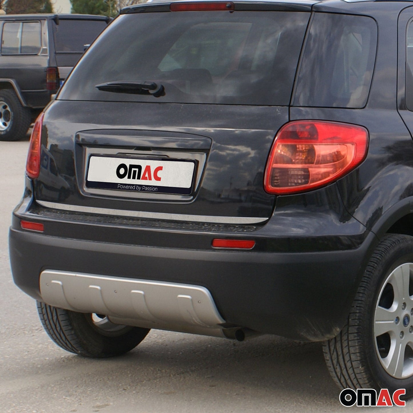 Bandă decorativă portbagaj, bandă decorativă spate pentru Fiat Sedici 2006-2014, partea inferioară din oțel inoxidabil cromat