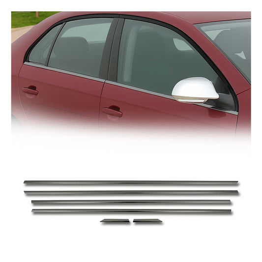 Benzi decorative pentru geamuri pentru VW Jetta 2010-2018, oțel inoxidabil, închise la culoare, 6 bucăți