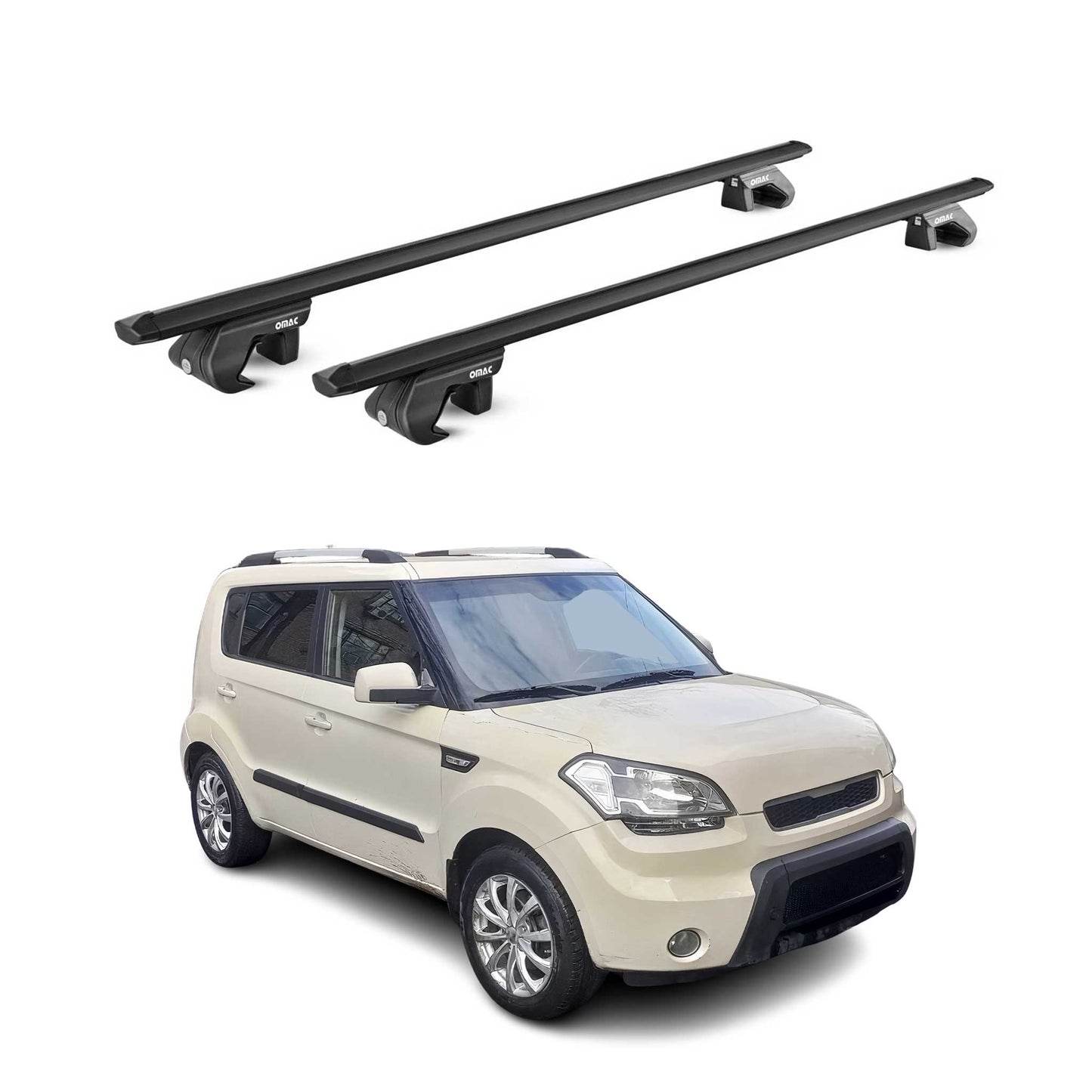 Portbagaj de plafon pentru Kia Soul 2008-2013 5 uși 90 kg aluminiu negru 2 piese ABE