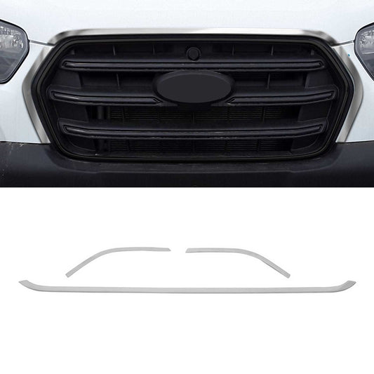 Benzi decorative grilă auto pentru Ford Transit 2019-2025, oțel inoxidabil, argintiu, 3 buc.