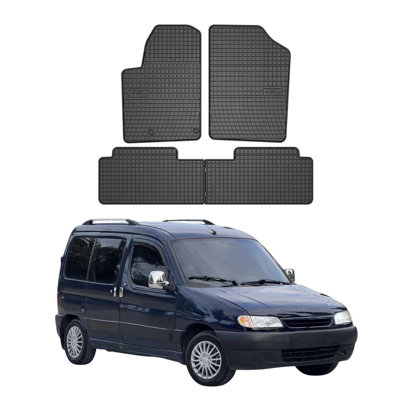 OMAC Gummi Fußmatten für Citroen Berlingo 1996-2010 Automatten Gummi Schwarz 4x