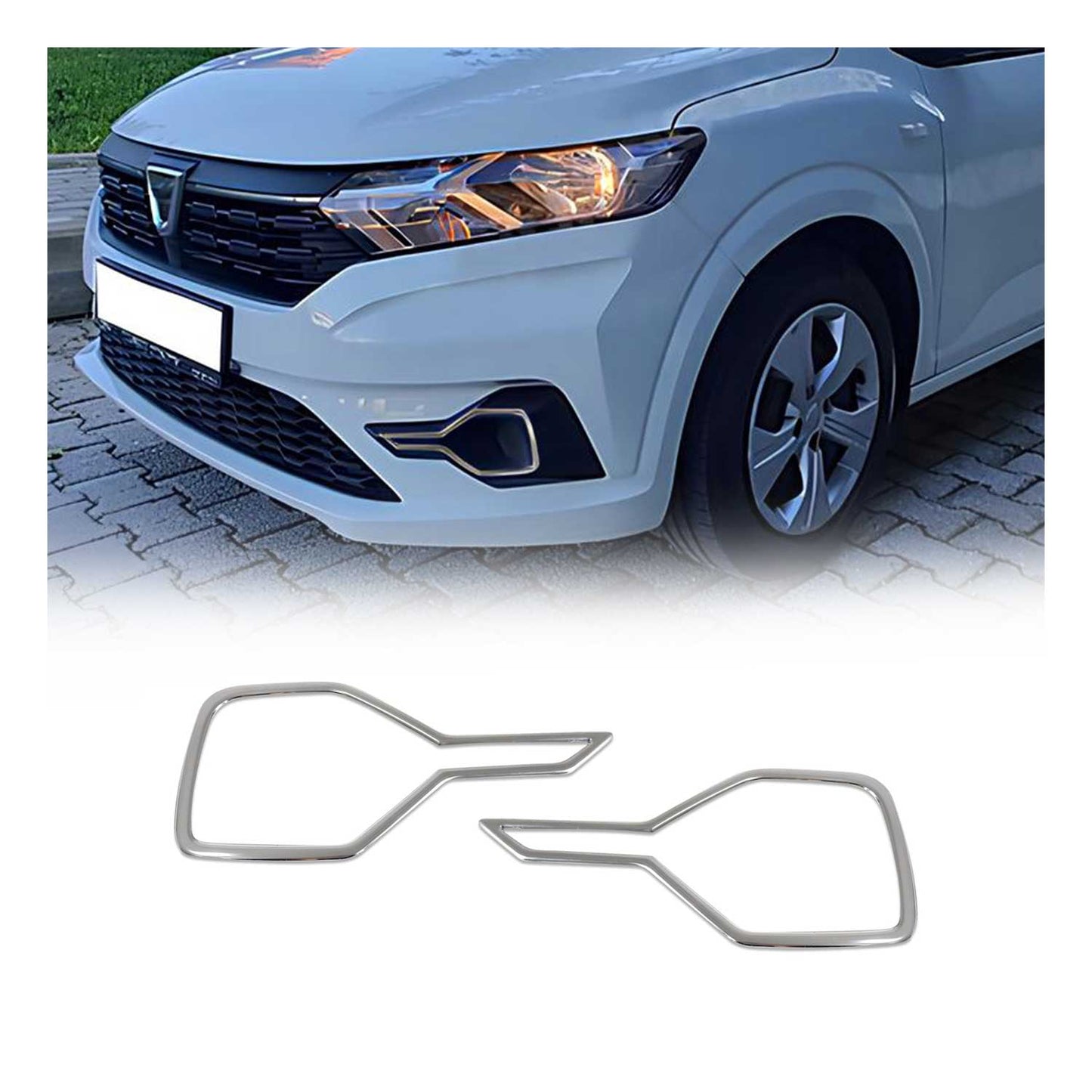 Nebelscheinwerfer Rahmen für Dacia Sandero 3 2021-2025 Edelstahl Chrom 2x