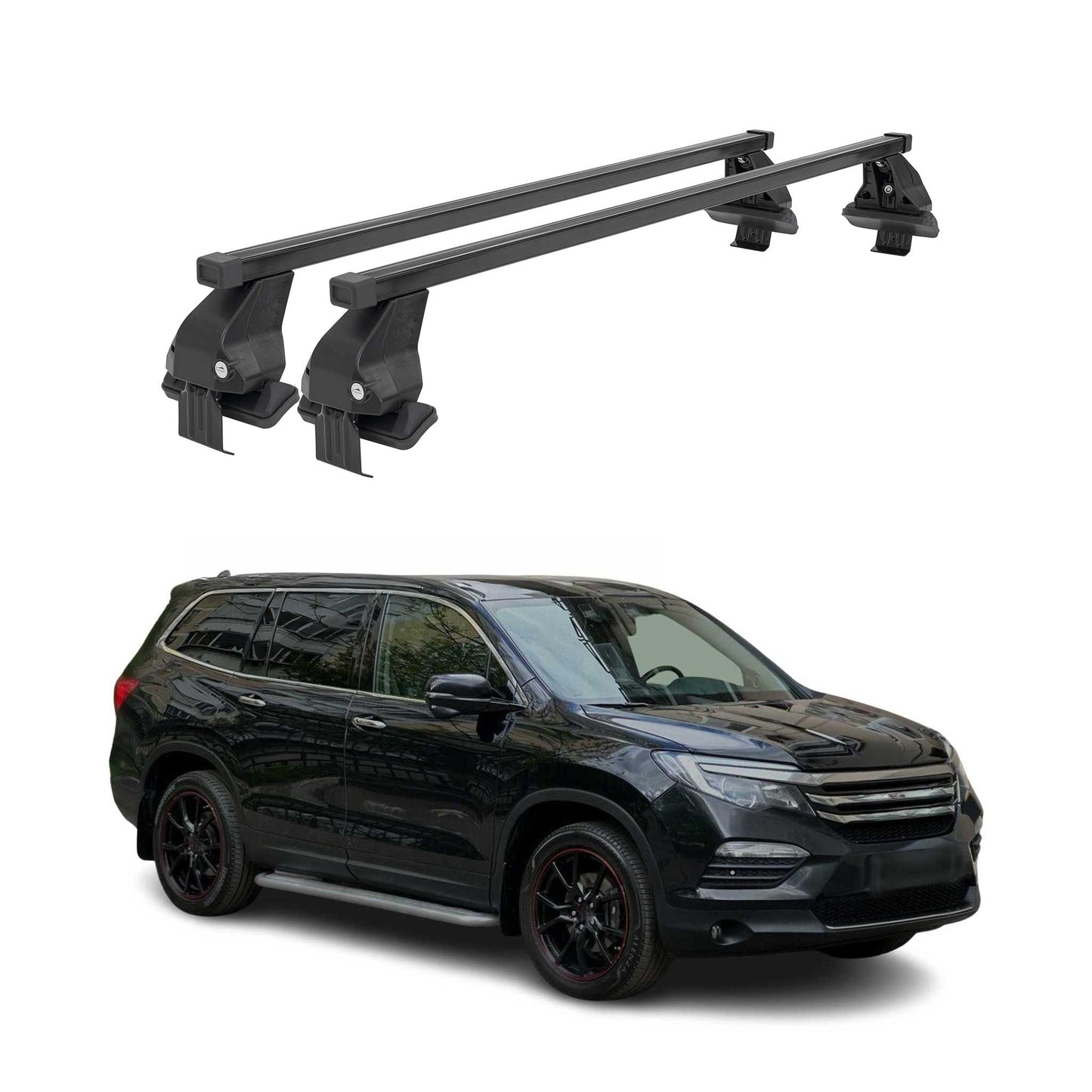 Menabo Dachträger Grundtäger für Honda Pilot 2015-2022 50kg Stahl Schwarz 2 tlg