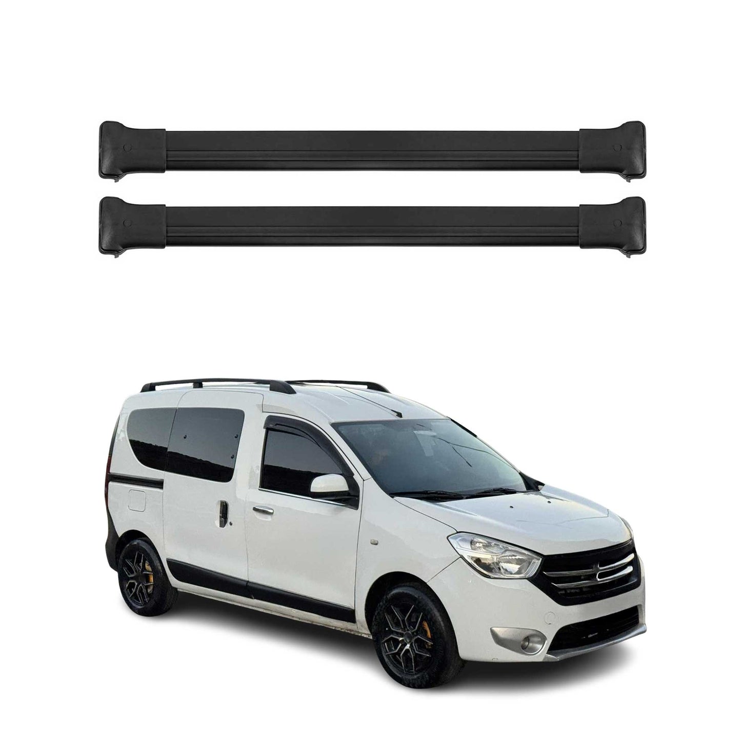 Portbagaj de plafon pentru Dacia Dokker 2012-2021 75kg aluminiu negru 2 buc