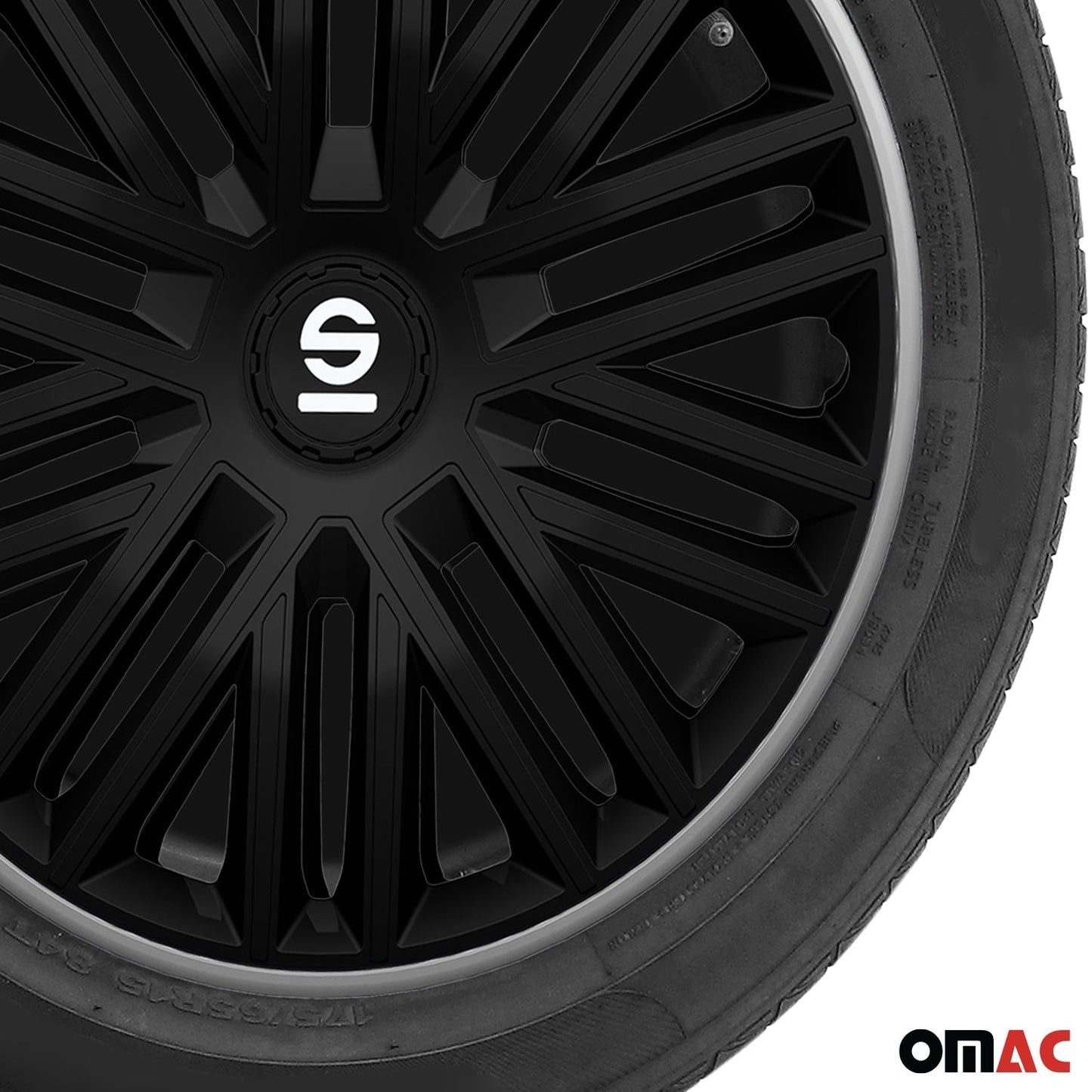 Radkappen Radzierblenden Sparco Bergamo 16" Zoll Abdeckung Set Schwarz Grau 4x