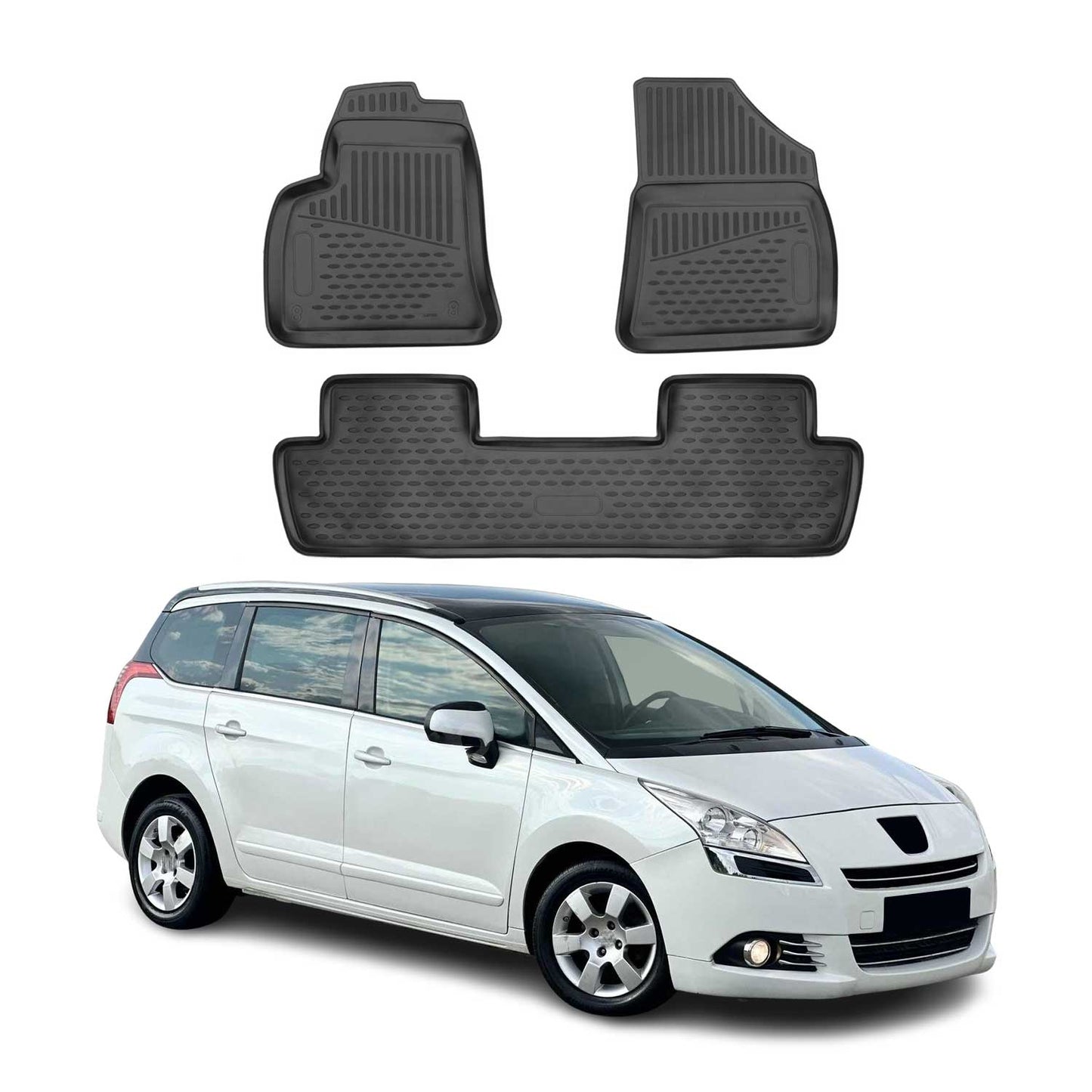 2009-2017 Peugeot 5008 MK1 Fußmatten TPE Schwarz 4 tlg