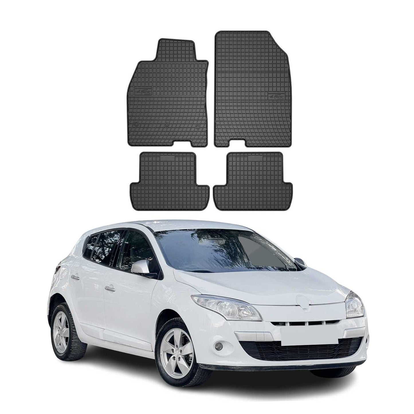 Covorașe cauciuc Renault Megane 2008-2015, negre, 4 buc.