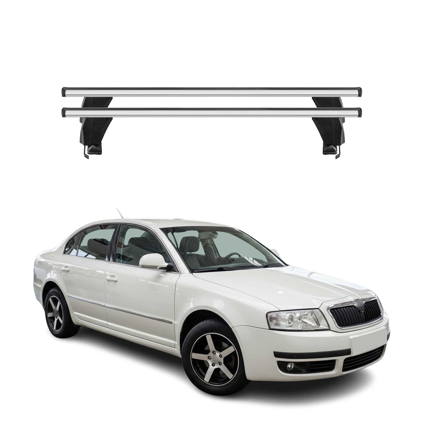 Menabo Dachträger Grundtäger für Skoda Superb mk1 2001-2008 50kg Alu Silber 2x