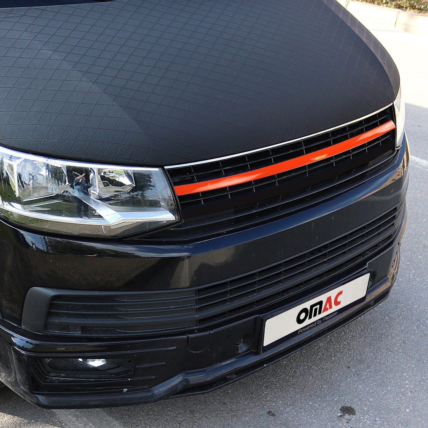 Benzi decorative grilă auto pentru VW T6 Transporter 2015-2019, oțel inoxidabil, portocaliu