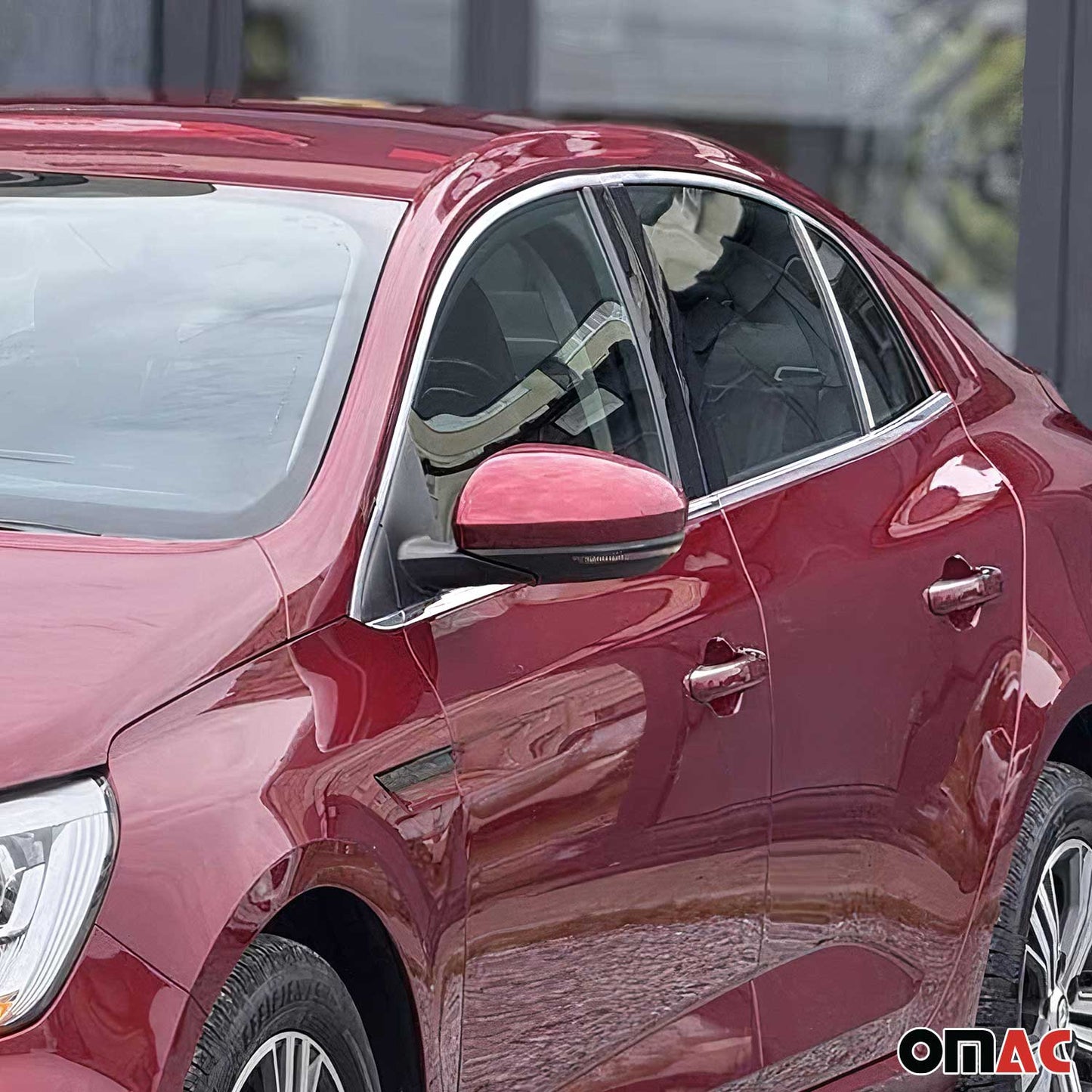 Benzi decorative pentru geamuri Renault Megane Sedan 2016-2025, oțel inoxidabil cromat, 12 buc.