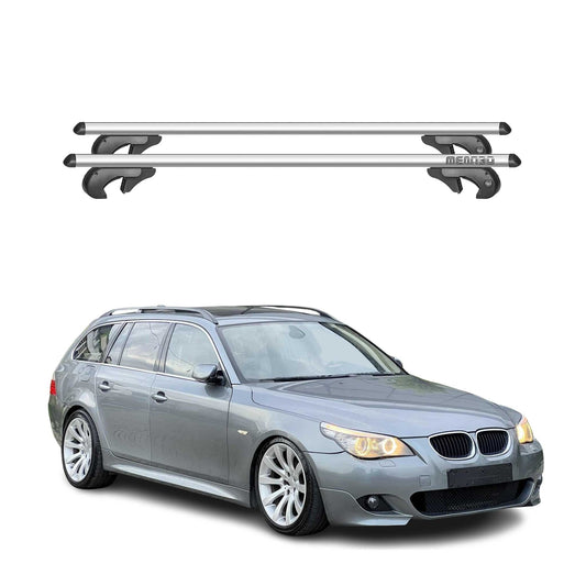 Menabo Dachträger Grundtäger für BMW 5er E61 Touring 2003-2010 90kg Alu Grau 2x
