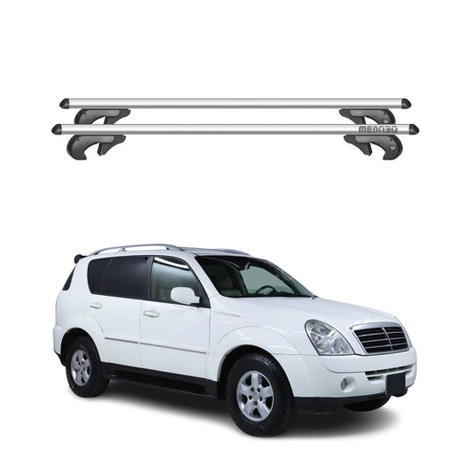 Menabo Dachträger Grundtäger für Ssangyong Rexton mk2 2006-2012 90kg Alu Grau 2x