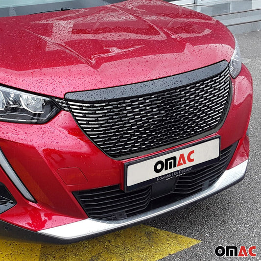 Benzi decorative grilă auto pentru Peugeot 2008 2020-2021, oțel inoxidabil, culoare închisă, 3x