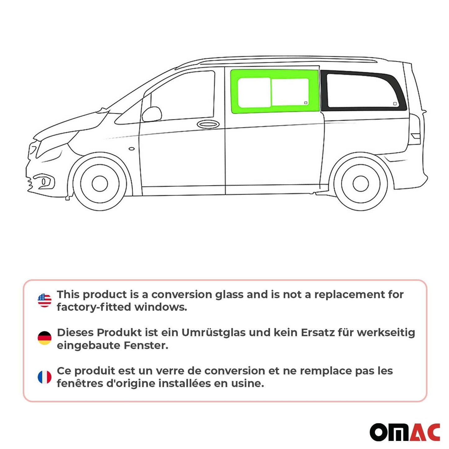 Seitenfenster Schiebefenster für Mercedes Vito W447 2014-2025 Links Auto L2 L3