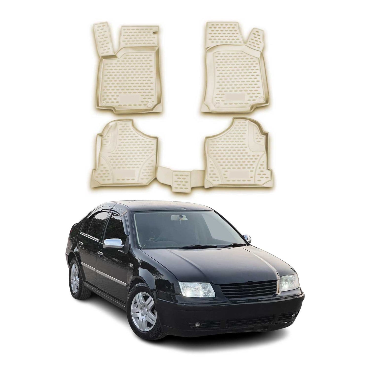 OMAC Gummimatten Fußmatten für VW Bora 1998-2004 TPE Automatten Beige 4x