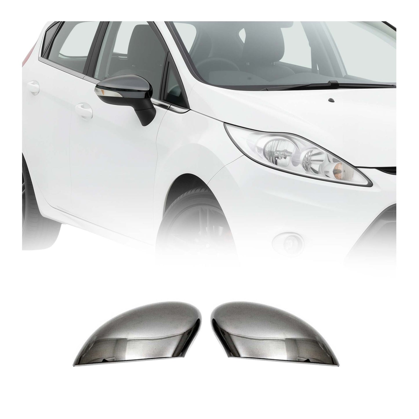 Spiegelkappen Spiegelabdeckung für Ford Fiesta / B-Max 2008-2017 Dark Chrom ABS