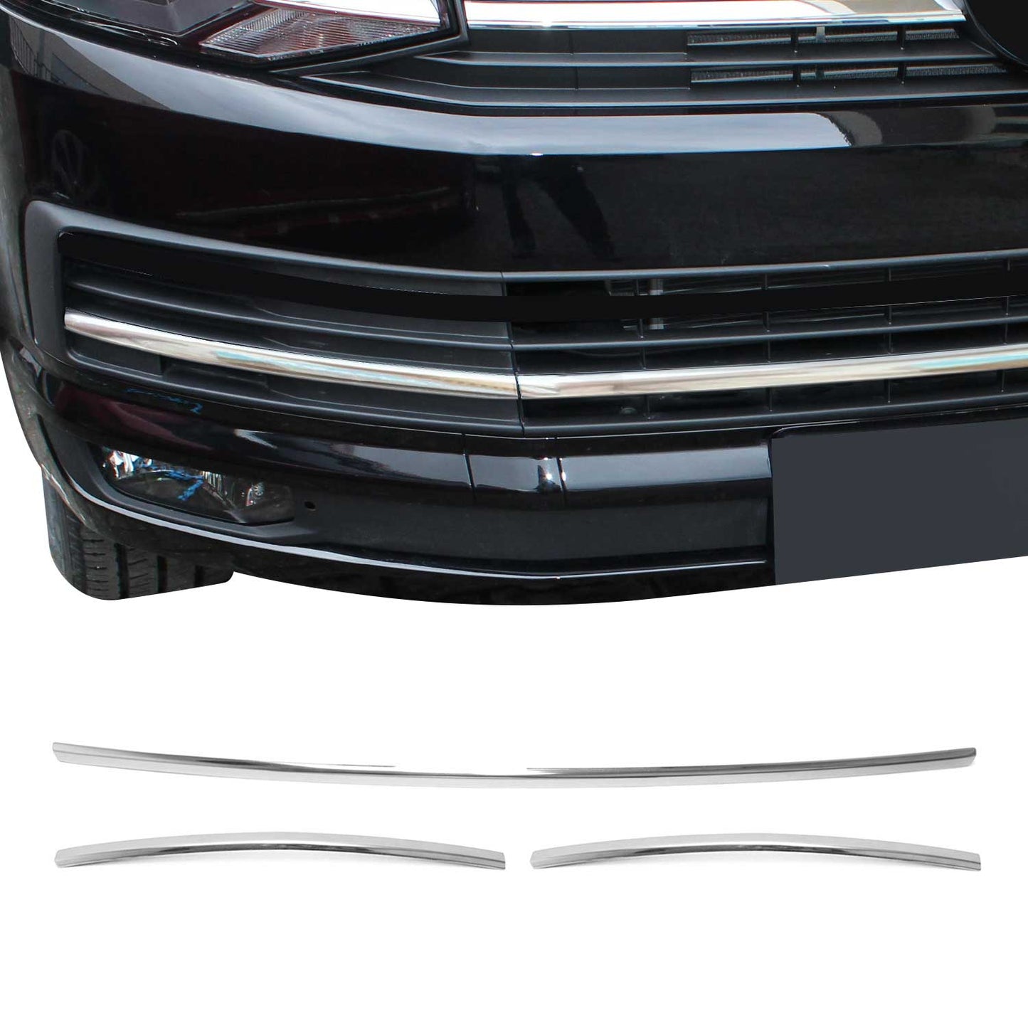 Kühlergrill Grillleisten für VW T6 Transporter Highline 2015-2019 Chrom 3x