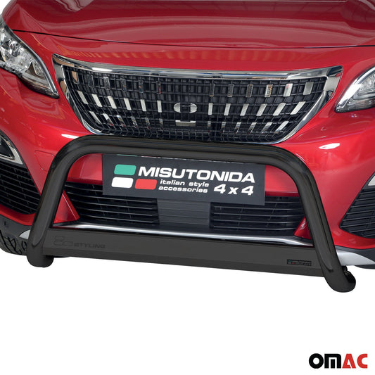 Bară de protecție/buton față pentru Peugeot 3008 2018-2021 ø63mm oțel negru