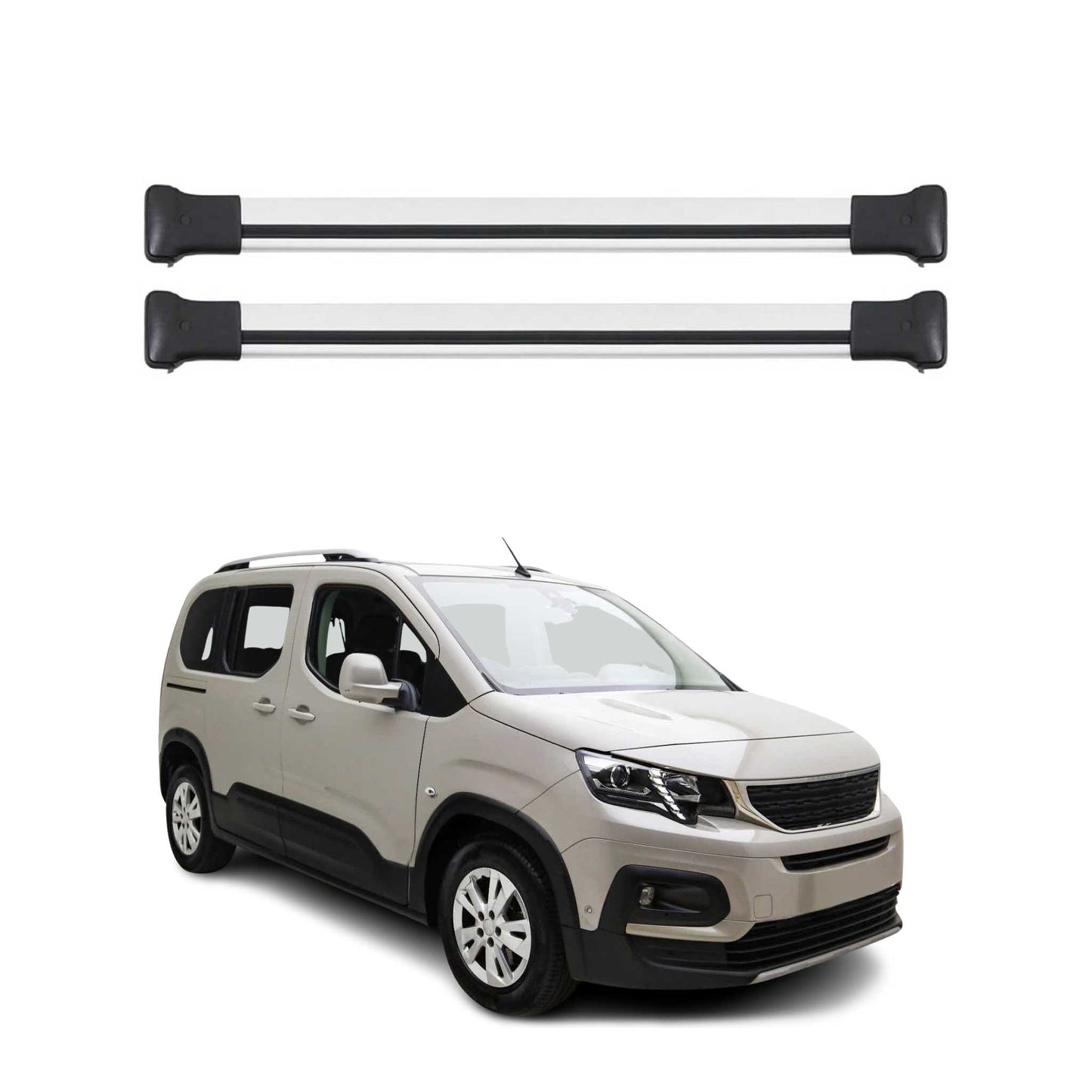 Portbagaj de plafon pentru Peugeot Rifter 2018-2025 75kg aluminiu argintiu 2 buc