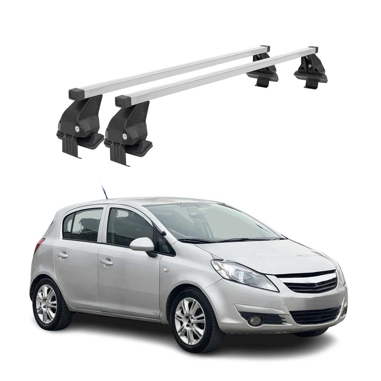 Menabo Dachträger für Opel Corsa D 2006-2010 Pre-FL 3tür 50kg Stahl Silber 2x