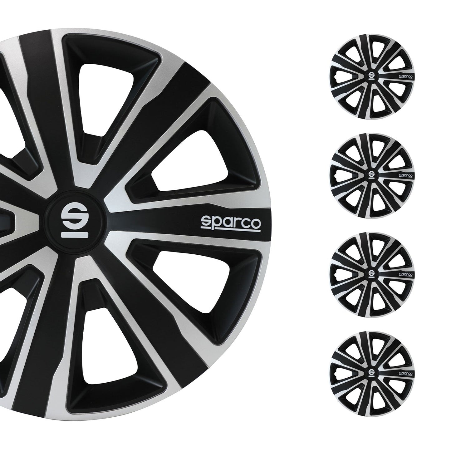 Radkappen Radzierblenden Sparco Palermo 14" Zoll Auto Abdeckung Set Schwarz 4x