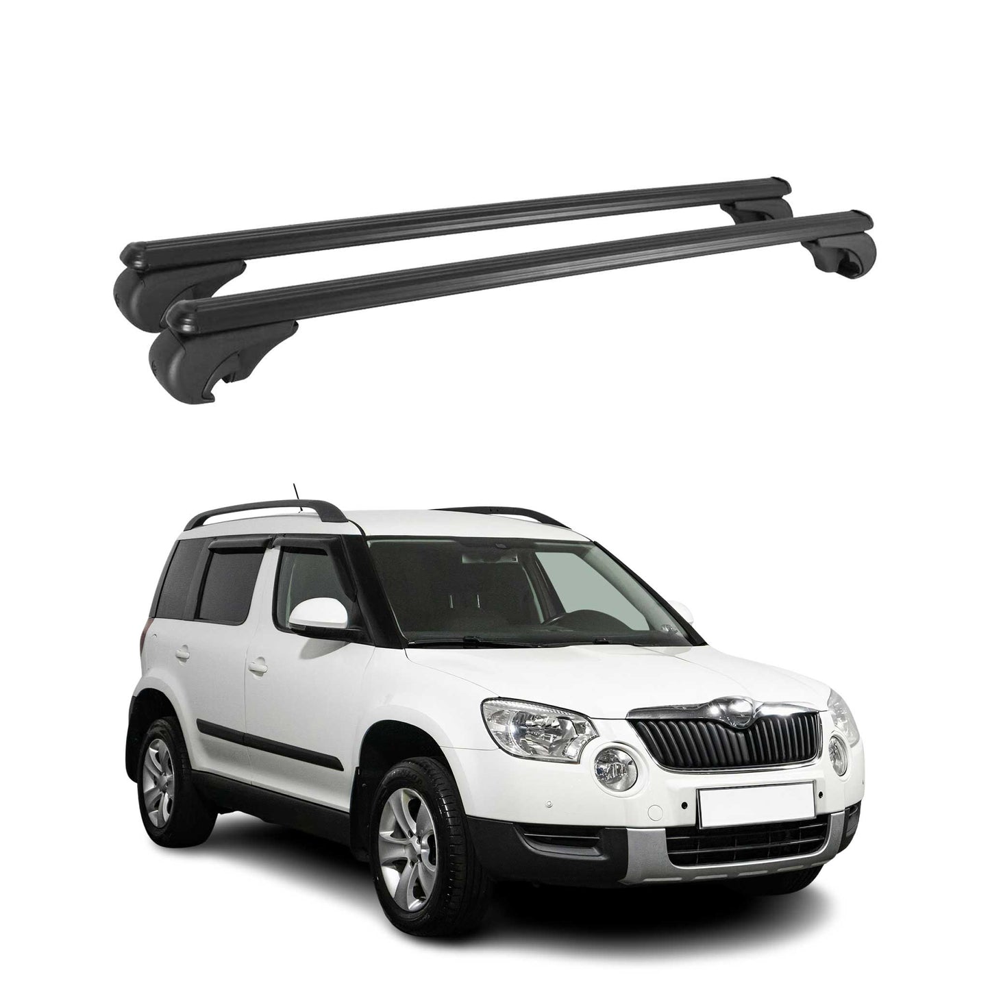 Portbagaj de plafon pentru Skoda Yeti 2009-2017, portbagaj de bază, aluminiu, negru, 2x